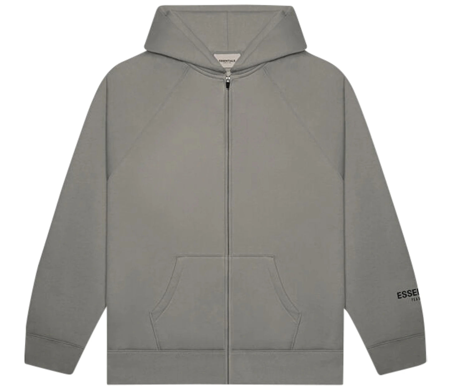 Fear of God Essentials Full Zip Up Hoodie Applique Logo Gray Flannel/Charcoal