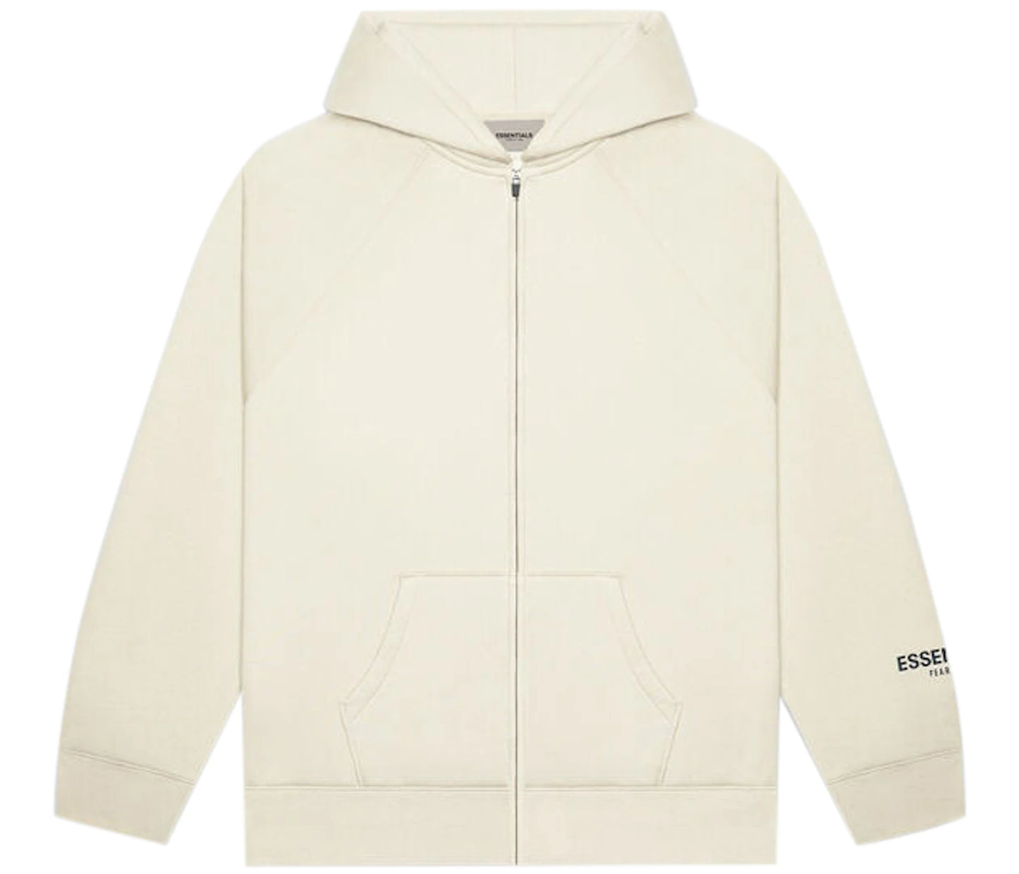 Fear of God Essentials Full Zip Up Hoodie Applique Logo Buttercream